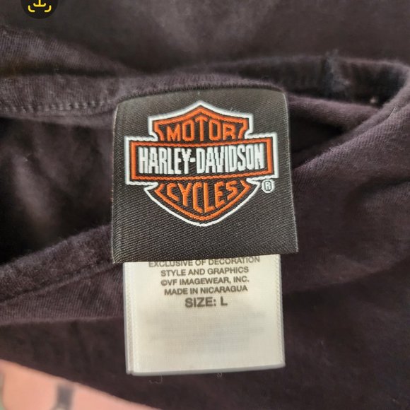 HARLEY DAVIDSON T-Shirt Cross Back Peephole Size LG - Picture 6 of 7